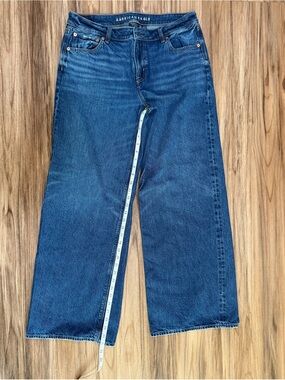 American Eagle Outfitters Wide Leg Low Rize Jeans - Dark Blue